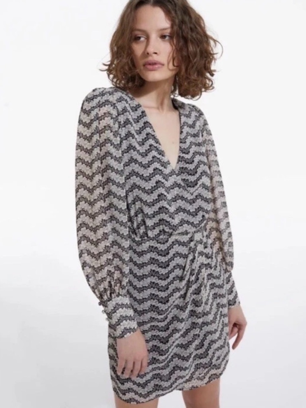 NWT The Kooples Women Jasmine Print Floral Wrap Dress Size 1 US-Small Mini Dress